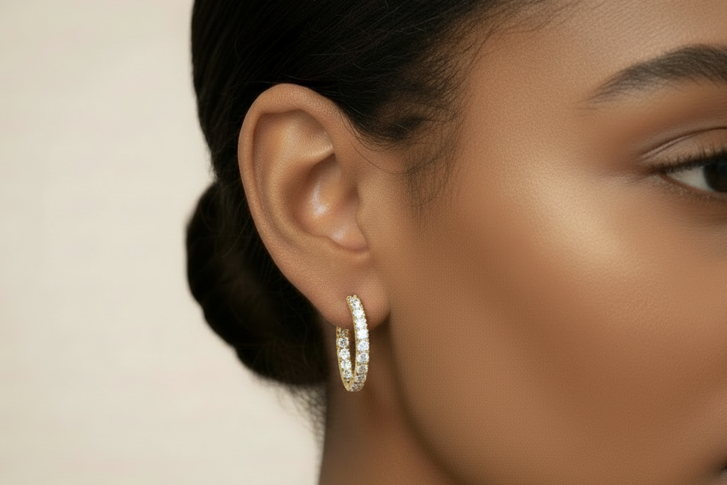 1.23ct Éclat Diamond Huggies Hoop Earrings in 9k Yellow Gold