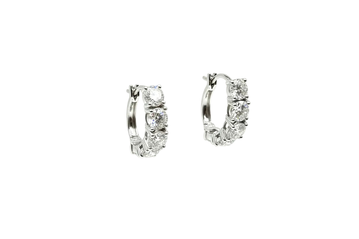 5.06ct Saint Diamond Huggies Hoop Earrings in 9k White Gold