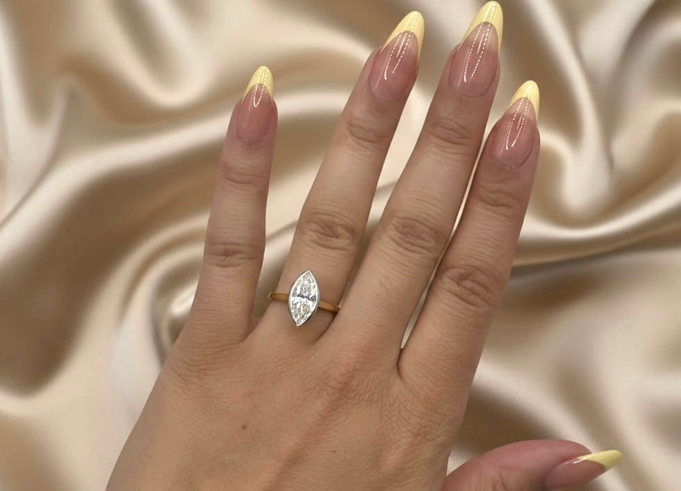 2.50ct Marquise Diamond Ring in 18k Yellow Gold