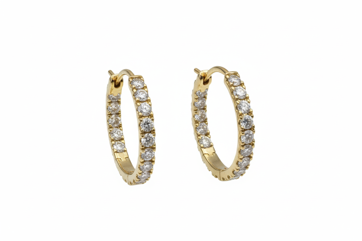 1.23ct Éclat Diamond Huggies Hoop Earrings in 9k Yellow Gold