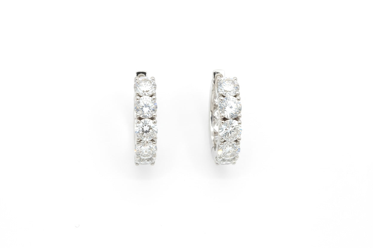 5.06ct Saint Diamond Huggies Hoop Earrings in 9k White Gold