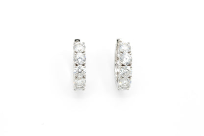 5.06ct Saint Diamond Huggies Hoop Earrings in 9k White Gold