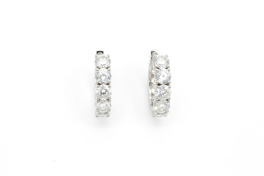 5.06ct Saint Diamond Huggies Hoop Earrings in 9k White Gold