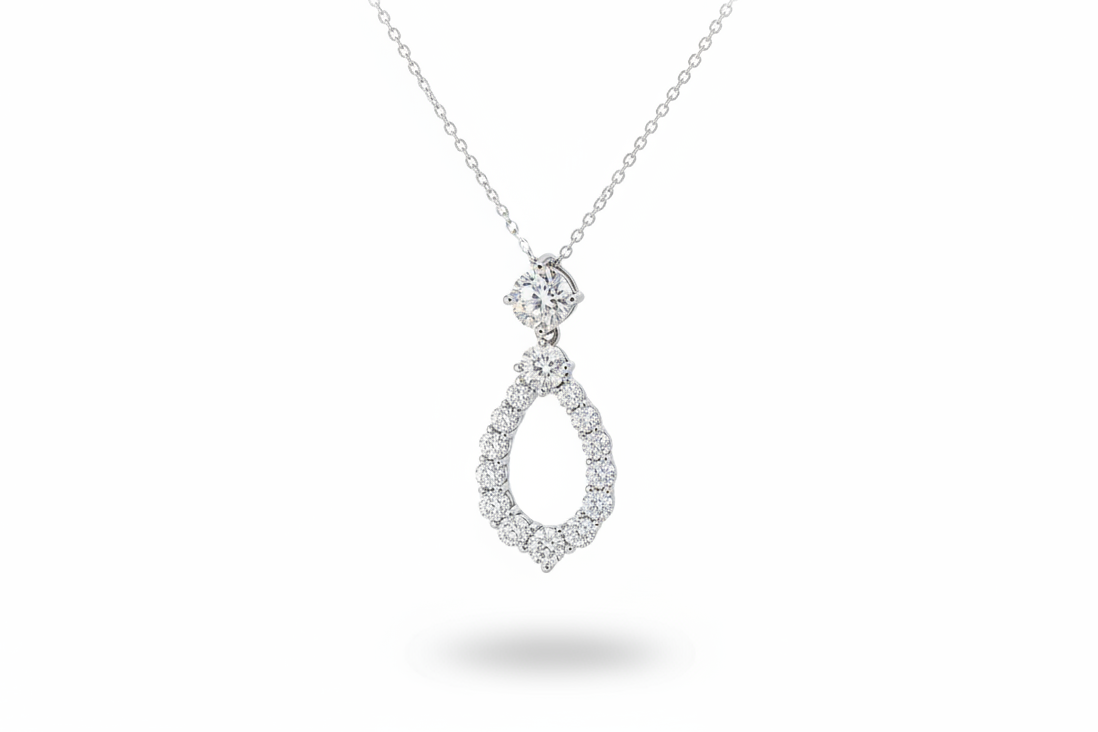 3.19ct Heavenly Tear Diamond Necklace in 9k White Gold