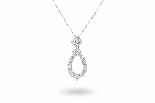 3.19ct Heavenly Tear Diamond Necklace in 9k White Gold