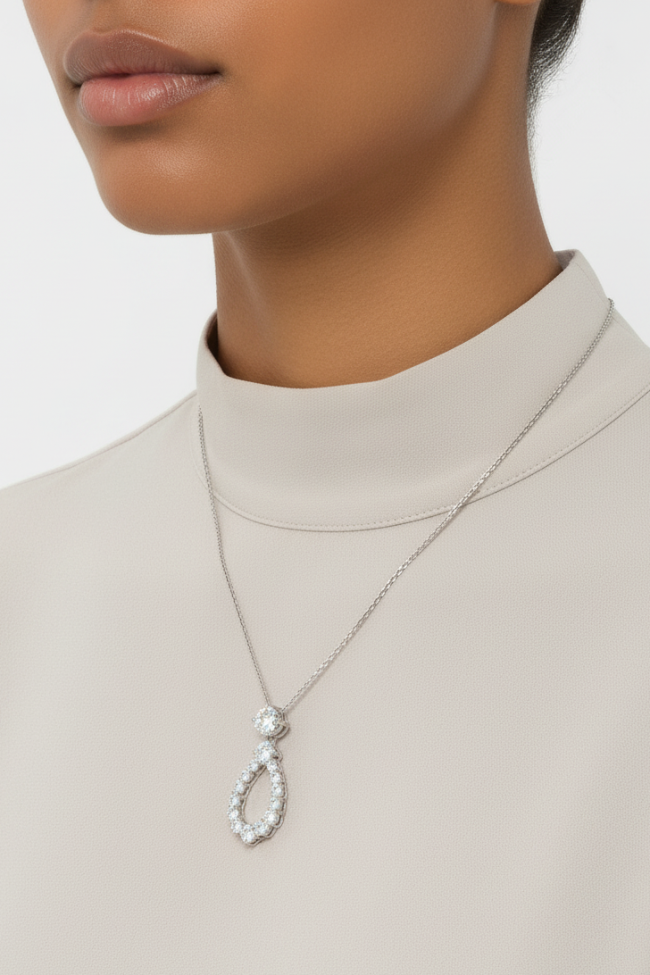 3.19ct Heavenly Tear Diamond Necklace in 9k White Gold
