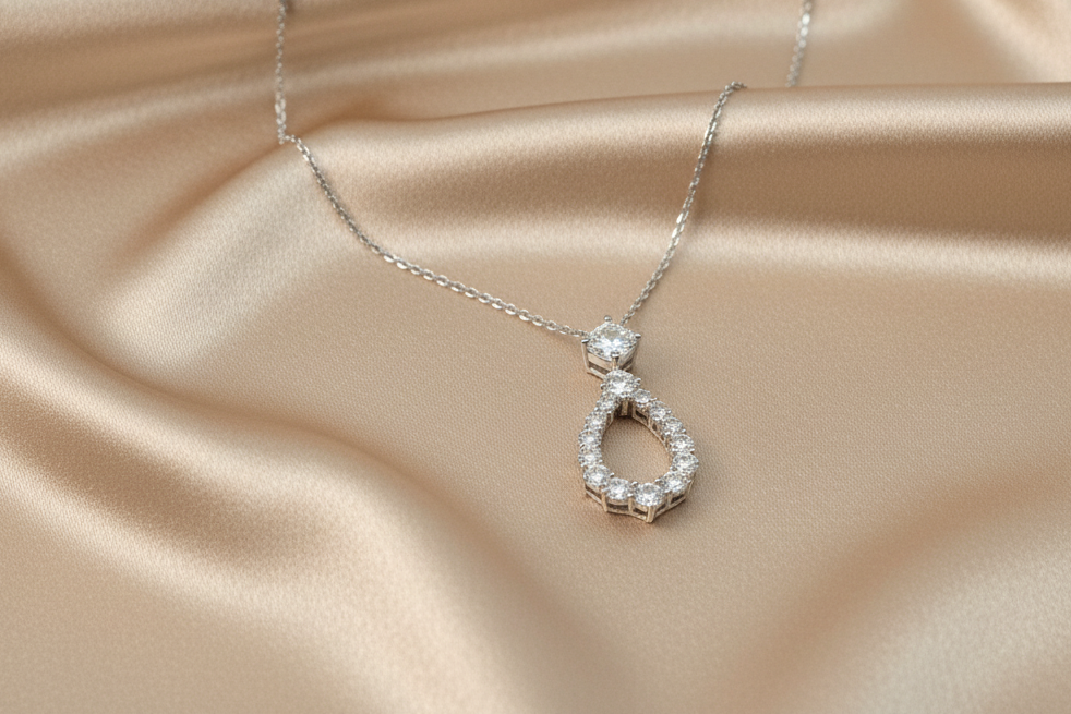 3.19ct Heavenly Tear Diamond Necklace in 9k White Gold
