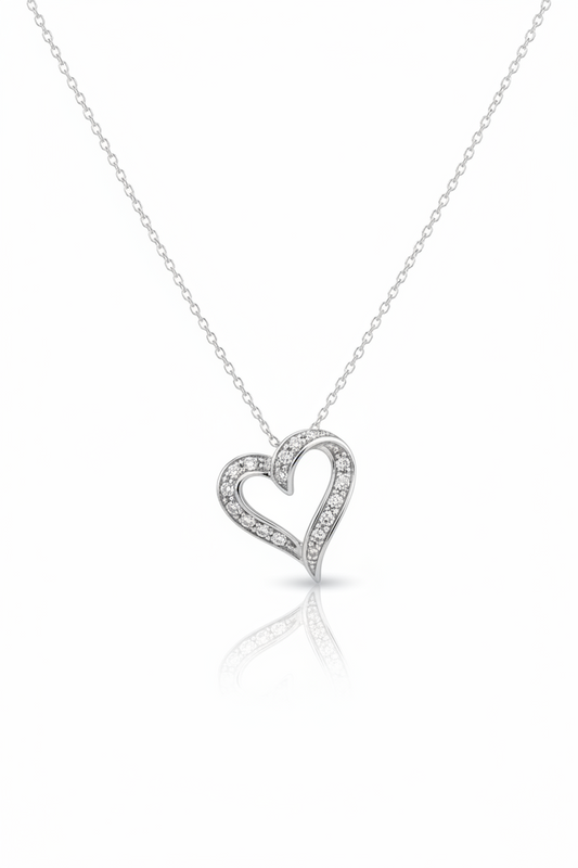 0.10ct Holy Heart Natural Diamond Necklace in 9k White Gold