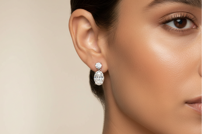 1.60ct Oval Teardrop Diamond Earrings in 9k White Gold
