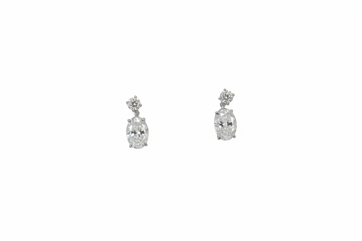 1.60ct Oval Teardrop Diamond Earrings in 9k White Gold