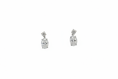 1.60ct Oval Teardrop Diamond Earrings in 9k White Gold