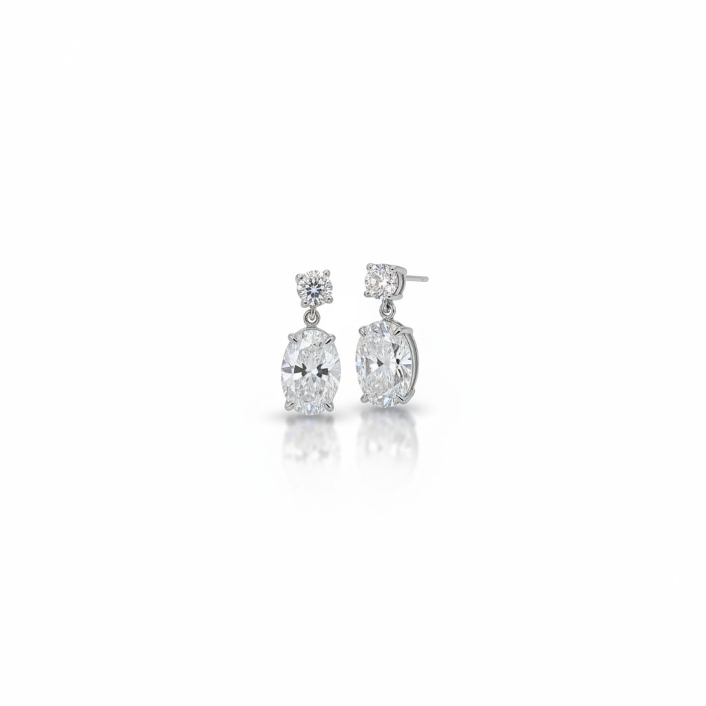 1.60ct Oval Teardrop Diamond Earrings in 9k White Gold