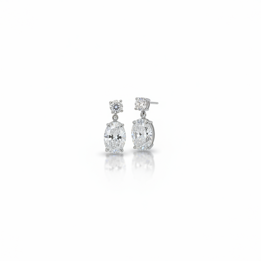1.60ct Oval Teardrop Diamond Earrings in 9k White Gold