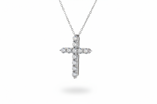 0.20ct Faith Cross Pendant Diamond Necklace in 9k White Gold