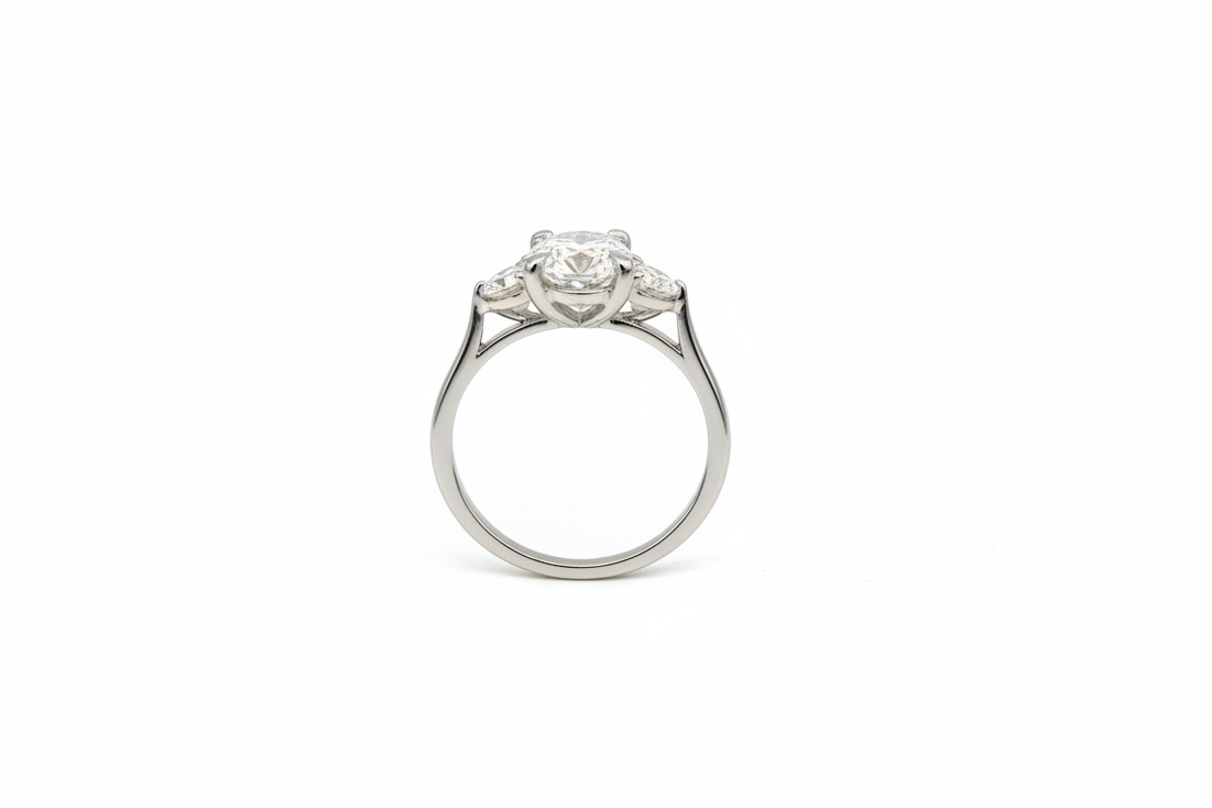 2.04ct Oval Half Moon Platinum Diamond Ring