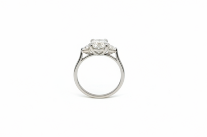 2.04ct Oval Half Moon Platinum Diamond Ring