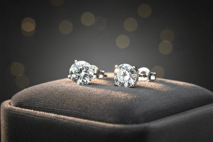 5.05ct Four Claw Lab Diamonds Stud Earrings in 9k White Gold