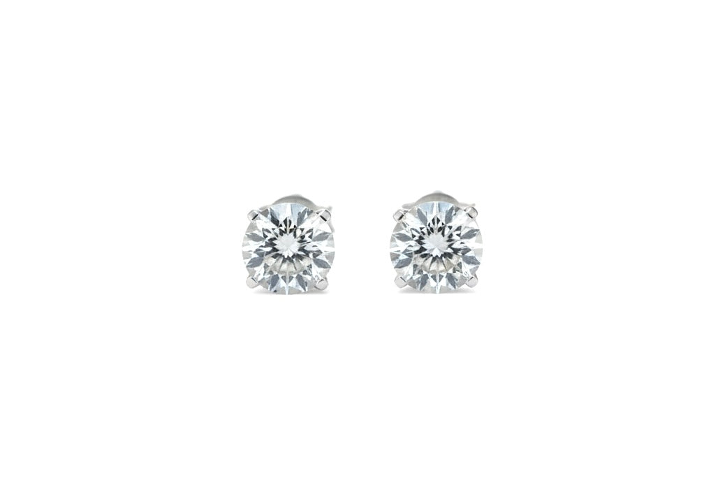 5.05ct Four Claw Lab Diamonds Stud Earrings in 9k White Gold