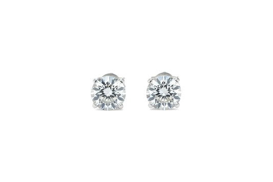 5.05ct Four Claw Lab Diamonds Stud Earrings in 9k White Gold