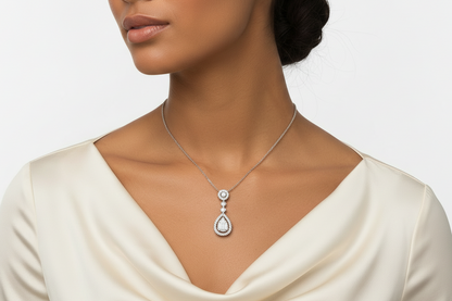 0.49ct Heavens Drop Pendant Diamond Necklace in 18k White Gold