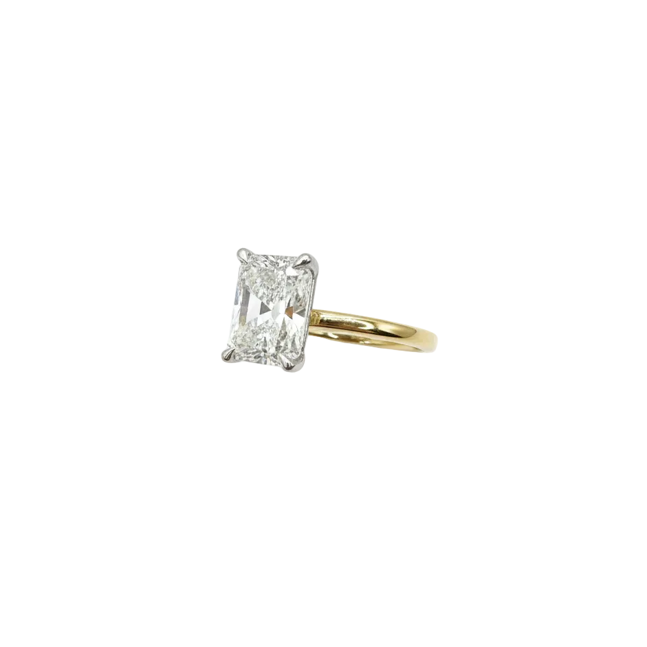2.50ct Cush Diamond 18k Yellow Gold Platinum Ring