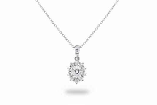 0.33ct Eden Oval Natural Diamond Pendant Necklace in 18k White Gold