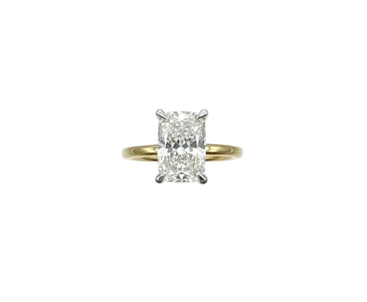 2.50ct Cush Diamond 18k Yellow Gold Platinum Ring