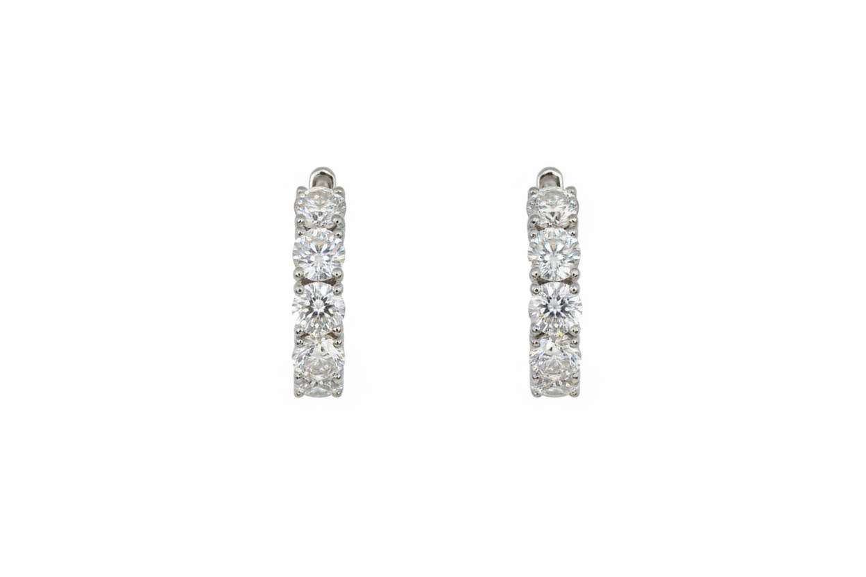 5.06ct Saint Diamond Huggies Hoop Earrings in 9k White Gold