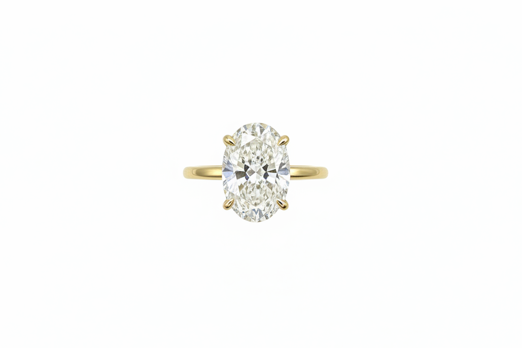 3.12ct Oval HidHalo Diamond 18k Yellow Gold Ring