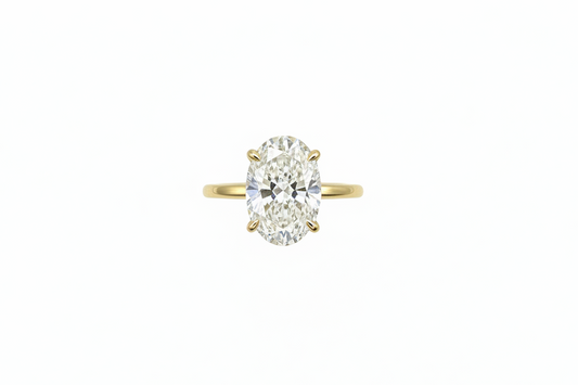 3.12ct Oval HidHalo Diamond 18k Yellow Gold Ring