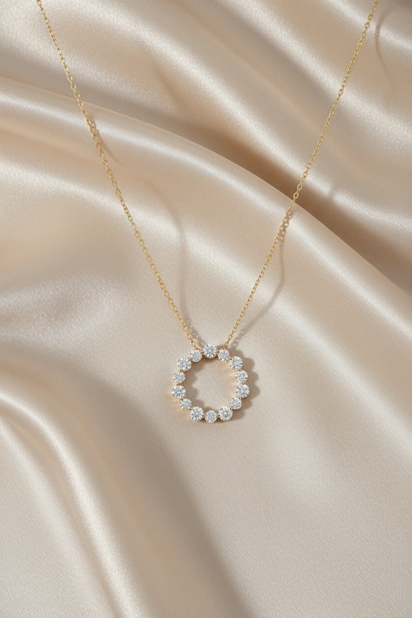 1.44ct Celestial Halo Gold Diamond Necklace