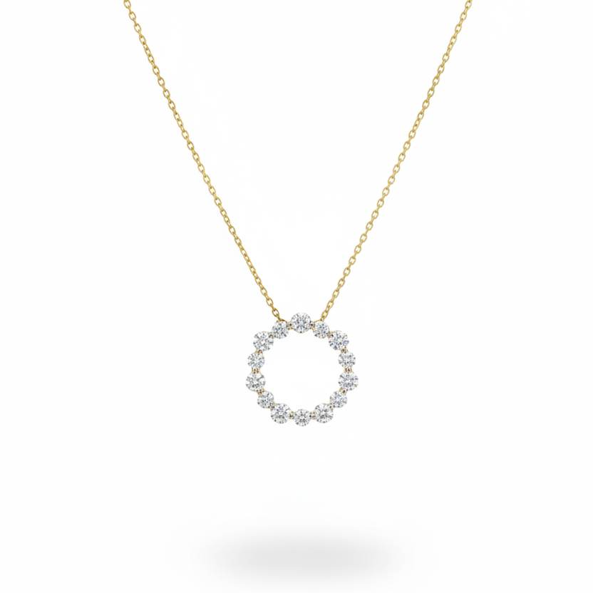 1.44ct Celestial Halo Gold Diamond Necklace