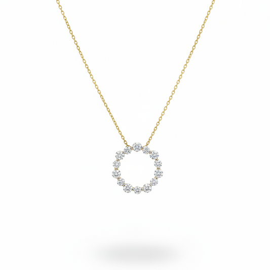 1.44ct Celestial Halo Gold Diamond Necklace