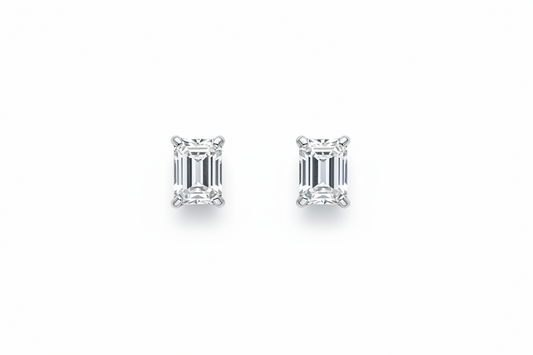 1.07ct Divine Elegance Emerald-Cut Diamond Earrings in 9k White Gold