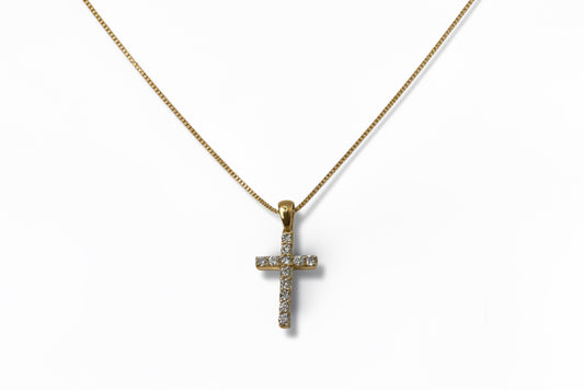 0.33ct Faith Cross Pendant Natural Diamond Necklace in 18k Yellow Gold
