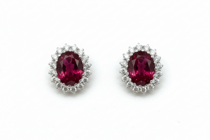 4.88ct Ocel Oval Ruby Dial Diamond Earrings
