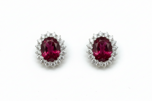4.88ct Ocel Oval Ruby Dial Diamond Earrings