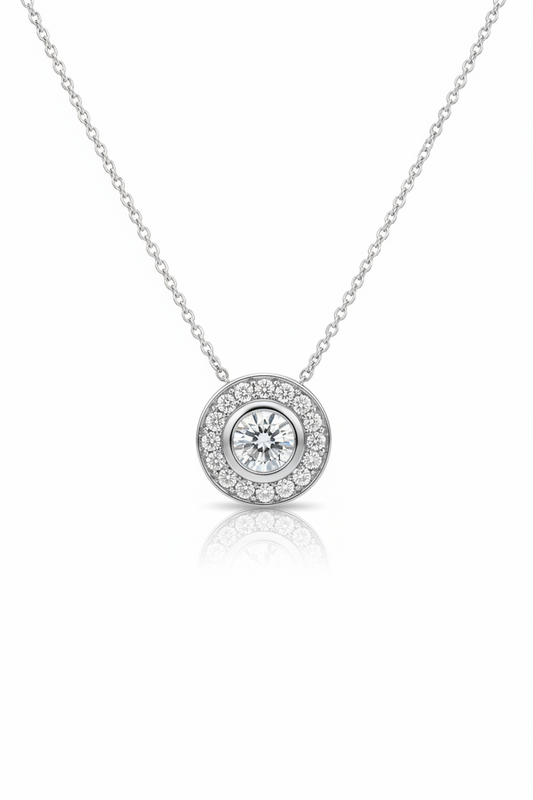 0.36ct Divine Halo Glow Pendant Diamond Necklace in 18k White Gold