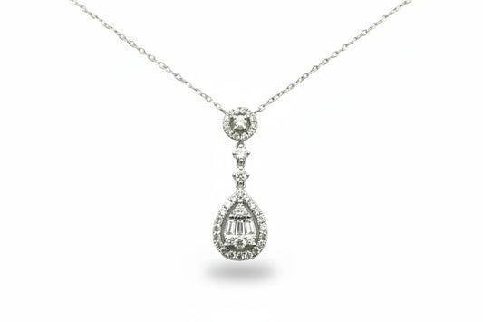 0.49ct Heavens Drop Pendant Diamond Necklace in 18k White Gold