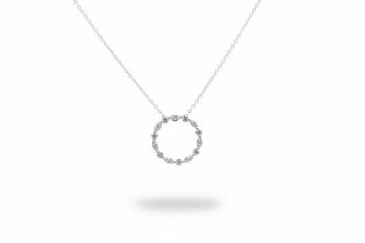 0.95ct Celestial Halo Diamond Necklace in 9k White Gold