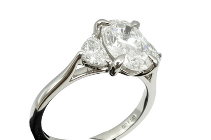 2.04ct Oval Half Moon Platinum Diamond Ring