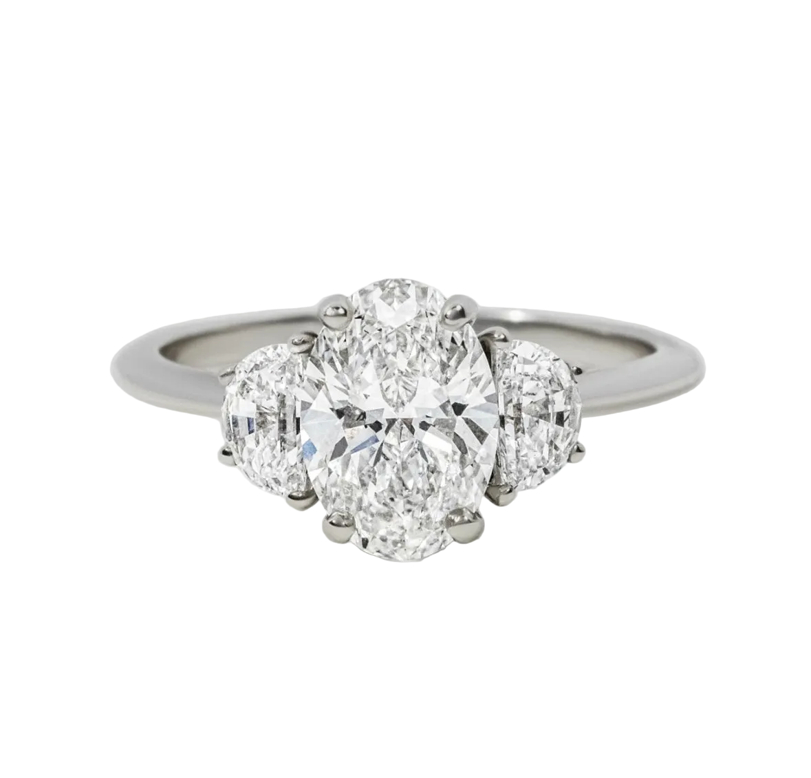 2.04ct Oval Half Moon Platinum Diamond Ring