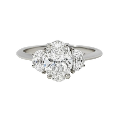 2.04ct Oval Half Moon Platinum Diamond Ring
