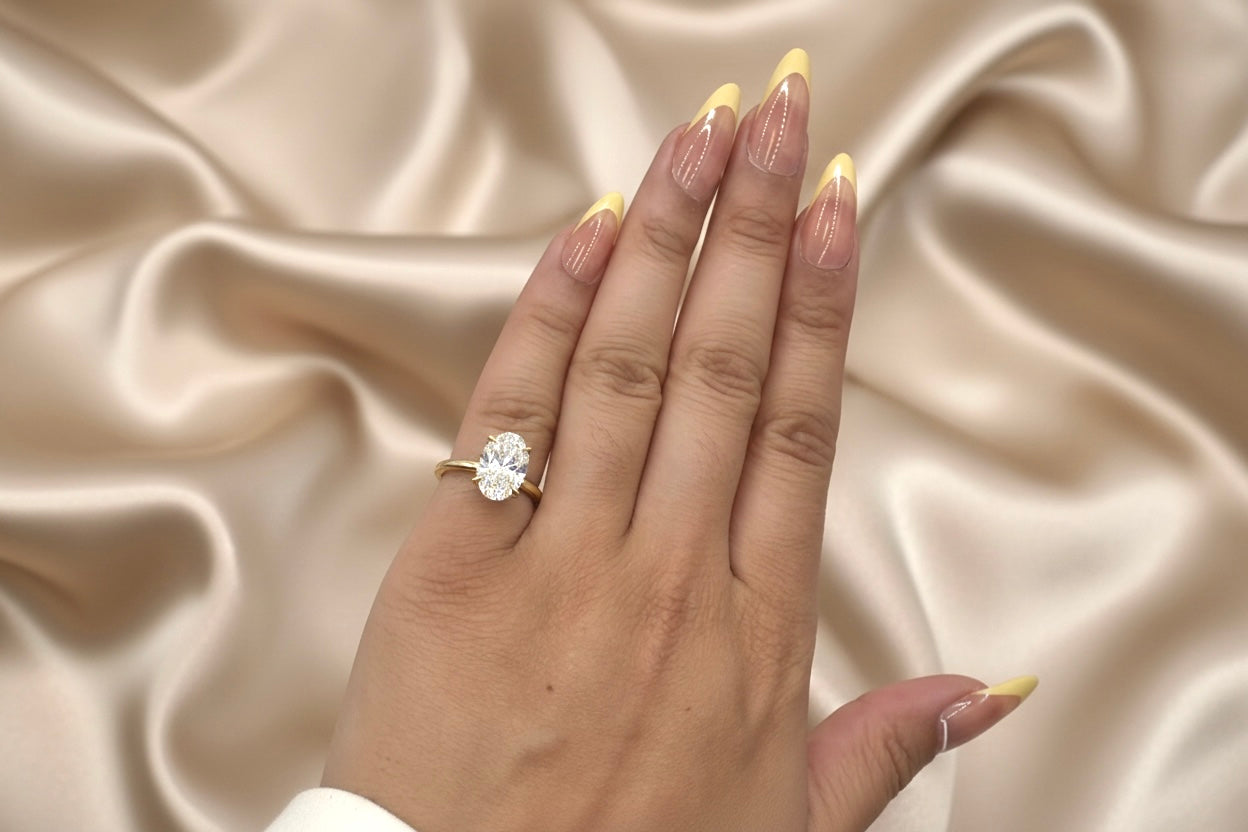 3.12ct Oval HidHalo Diamond 18k Yellow Gold Ring