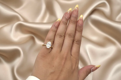 3.12ct Oval HidHalo Diamond 18k Yellow Gold Ring