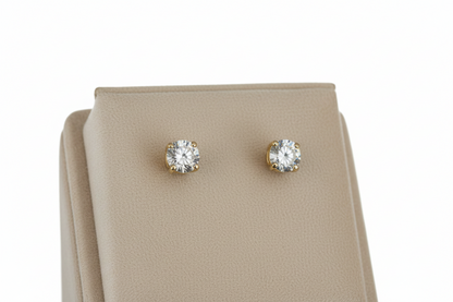 1.04ct Four Claw Lab Diamond Stud Earrings in 18k Yellow Gold