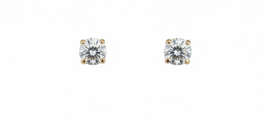 1.04ct Four Claw Lab Diamond Stud Earrings in 18k Yellow Gold
