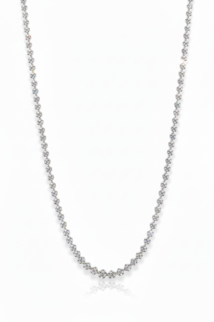 3.08ct Divine Crown Diamond Necklace in 9k White Gold